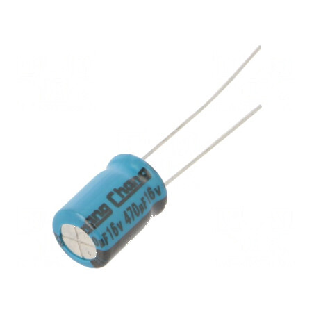 Condensator electrolitic THT 470uF 16VDC Ø8x11,5mm ±20% 61mΩ | Electronic-mag.ro | Componente Electronice