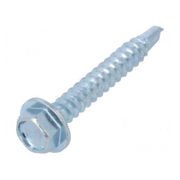 Șurub metalic cu flanșă 3,5x25mm, cap hexagonal 5,5mm, zincat | Electronic-mag.ro | Componente Electronice