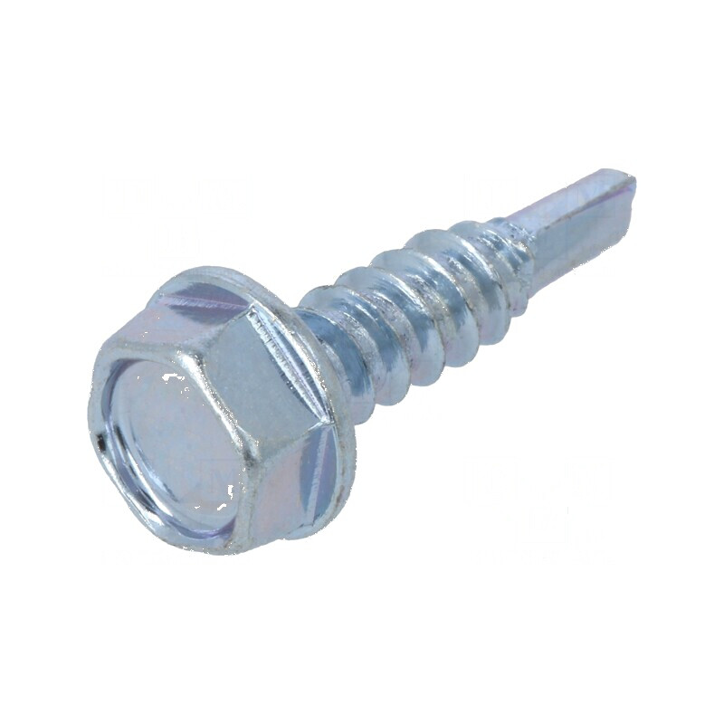 Şurub metalic cu flanşă 4,2x16 mm, cap hexagonal 7 mm, oţel călit | Electronic-mag.ro | Componente Electronice