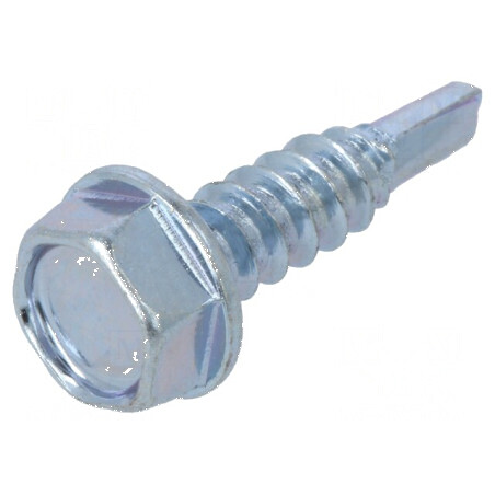 Şurub metalic cu flanşă 4,2x16 mm, cap hexagonal 7 mm, oţel călit | Electronic-mag.ro | Componente Electronice