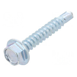 Şurub metalic cu flanşă 3,5x22mm, cap hexagonal 5,5mm, zincat | Electronic-mag.ro | Componente Electronice