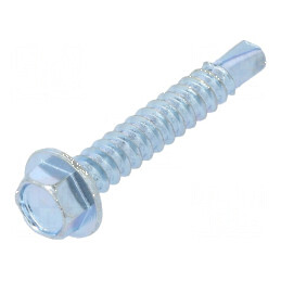 Şurub metalic cu flanşă 3,9x25mm, cap hexagonal 5,5mm, zincat | Electronic-mag.ro | Componente Electronice