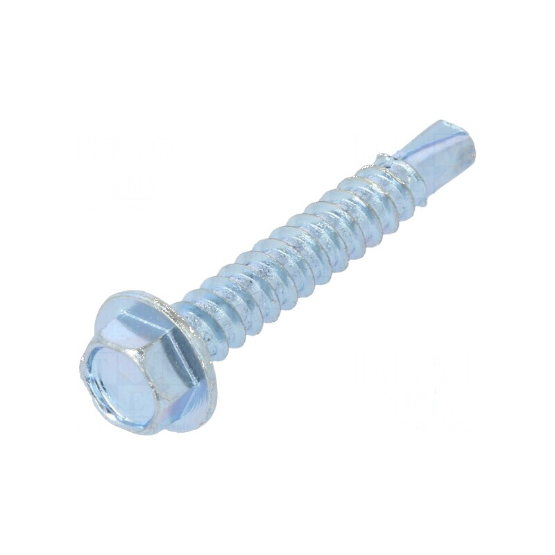 Şurub metalic cu flanşă 3,9x25mm, cap hexagonal 5,5mm, zincat | Electronic-mag.ro | Componente Electronice