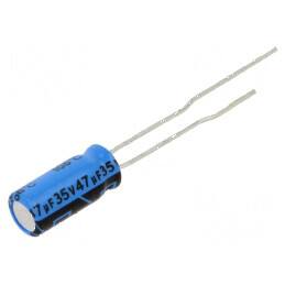 Condensator electrolitic THT 47uF 35V 2mm ±20% | Electronic-mag.ro | Componente Electronice