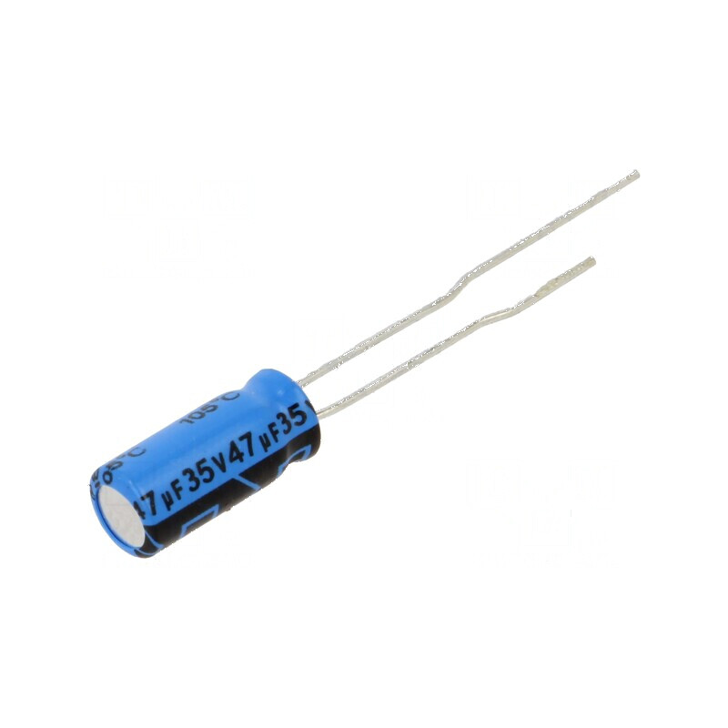 Condensator electrolitic THT 47uF 35V 2mm ±20% | Electronic-mag.ro | Componente Electronice Condensator electrolitic THT 47uF 35V 2mm ±20% | Electronic-mag.ro | Componente Electronice
