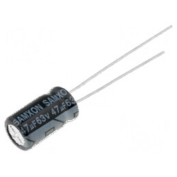 Condensator electrolitic THT 47uF 63V 6,3x11mm ±20% 1000h | Electronic-mag.ro | Componente Electronice