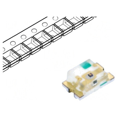 LED SMD 0805 Verde 18-35mcd 2x1,25x0,8mm 130° 2-2,4V 20mA | Electronic-mag.ro | Componente Electronice