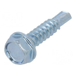 Şurub metalic cu flanşă 4,2x19mm, cap hexagonal 7mm, oţel călit | Electronic-mag.ro | Componente Electronice