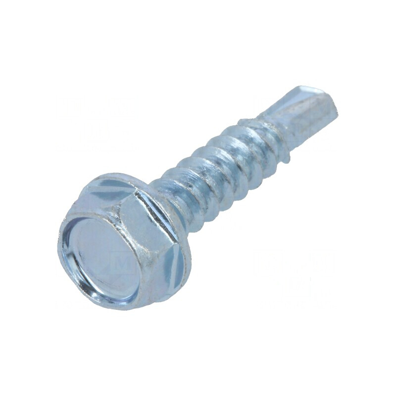 Şurub metalic cu flanşă 4,2x19mm, cap hexagonal 7mm, oţel călit | Electronic-mag.ro | Componente Electronice