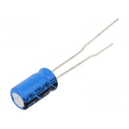 Condensator electrolitic THT 220uF 16VDC 2,5mm ±20% | Electronic-mag.ro | Componente Electronice