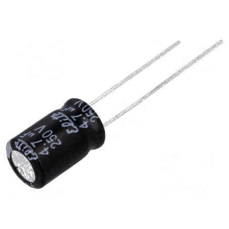Condensator electrolitic THT 4,7uF 250V Ø8x11,5mm ±20% | Electronic-mag.ro | Componente Electronice
