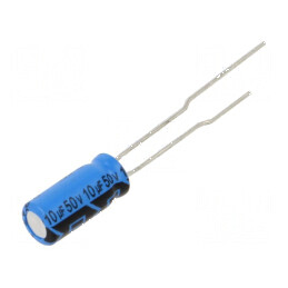 Condensator electrolitic THT 10uF 50VDC 2mm ±20% | Electronic-mag.ro | Componente Electronice