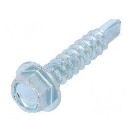 Şurub metalic cu flanşă 3,9x19mm, cap hexagonal 5,5mm, zincat | Electronic-mag.ro | Componente Electronice