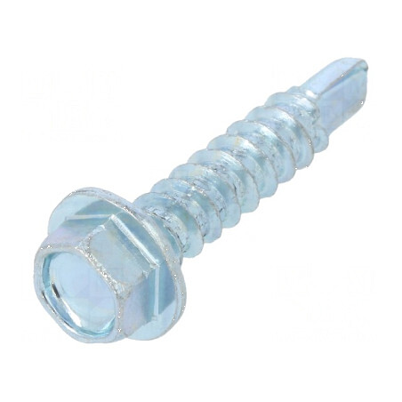 Şurub metalic cu flanşă 3,9x19mm, cap hexagonal 5,5mm, zincat | Electronic-mag.ro | Componente Electronice