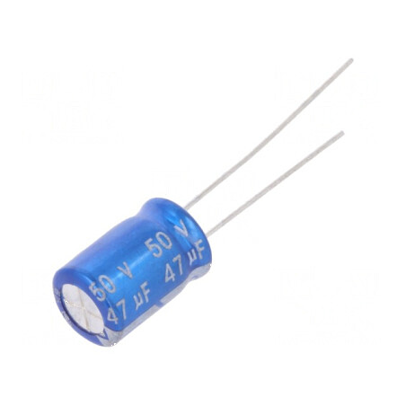 Condensator electrolitic THT 47uF 50VDC Ø8x11,5mm ±20% 7000h | Electronic-mag.ro | Componente Electronice