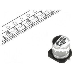 Condensator electrolitic SMD 22uF 25VDC 5x5,4mm ±20% 38mA | Electronic-mag.ro | Componente Electronice