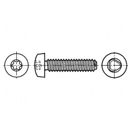 Şurub metal 2x10 Torx TX06 oţel zincat cu cap rotund | Electronic-mag.ro | Componente Electronice
