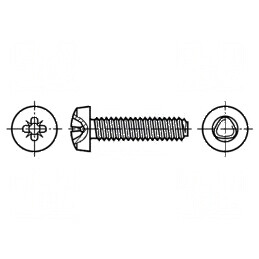 Şurub metal 3x10 cu cap rotund Pozidriv PZ1 oţel călit | Electronic-mag.ro | Componente Electronice