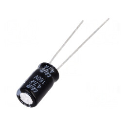 Condensator electrolitic THT 4,7uF 160VDC Ø6,3x11mm ±20% | Electronic-mag.ro | Componente Electronice