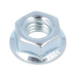 Piuliță flanșată hexagonală M6 din oțel cu acoperire zincată, înălțime 6mm | Electronic-mag.ro | Componente Electronice