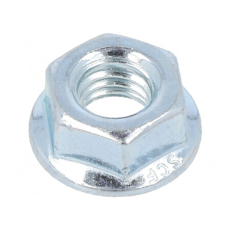 Piuliță flanșată hexagonală M6 din oțel cu acoperire zincată, înălțime 6mm | Electronic-mag.ro | Componente Electronice