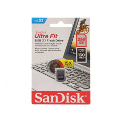 Pendrive | USB 3.2 | 256GB | R: 130MB/s | USB A | ULTRA FIT | 