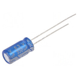 Condensator electrolitic THT 330uF 6,3VDC Ø6,3x11,5mm ±20% | Electronic-mag.ro | Componente Electronice