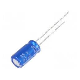Condensator electrolitic THT 47uF 35VDC Ø6,3x11,5mm | Electronic-mag.ro | Componente Electronice