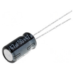 Condensator electrolitic THT 47uF 50V Ø6x12mm Raster 2,5mm | Electronic-mag.ro | Componente Electronice