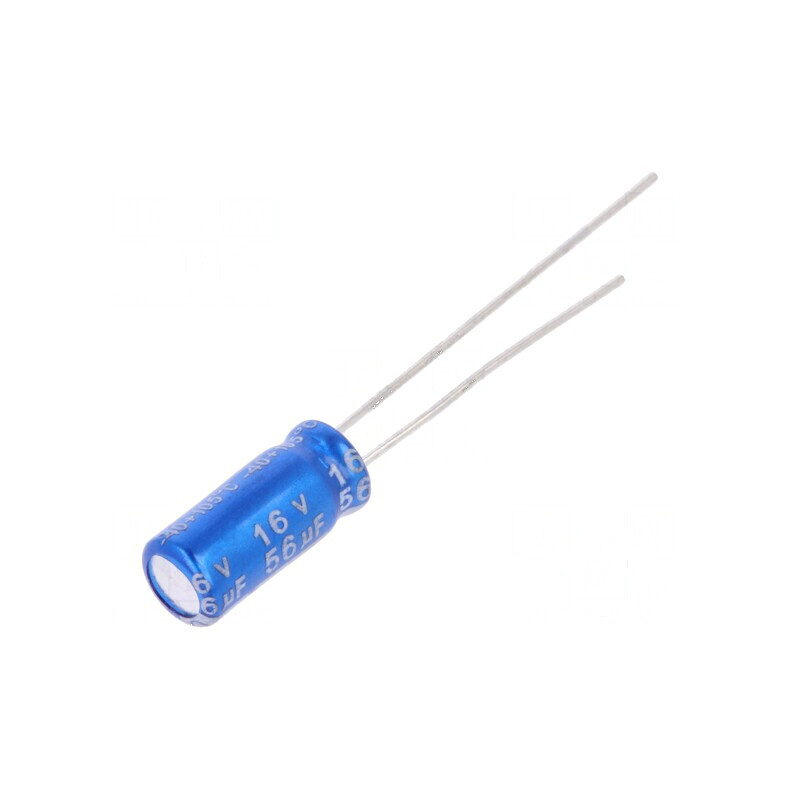 Condensator electrolitic THT 56uF 16V 5x11mm 2mm Raster | Electronic-mag.ro | Componente Electronice Condensator electrolitic THT 56uF 16V 5x11mm 2mm Raster | Electronic-mag.ro | Componente Electronice