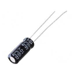 Condensator electrolitic THT 100uF 10V 5x11mm 2mm Raster | Electronic-mag.ro | Componente Electronice