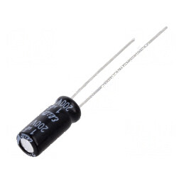 Condensator electrolitic THT 1uF 200VDC Ø5x11mm 2mm Raster | Electronic-mag.ro | Componente Electronice