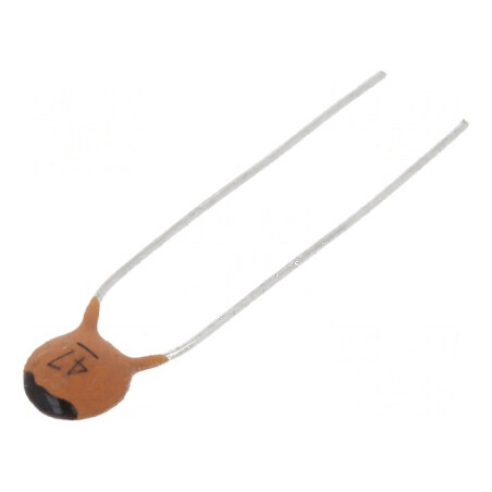 Condensator ceramic 47pF 100V C0G (NP0) ±10% THT 5mm | Electronic-mag.ro | Componente Electronice