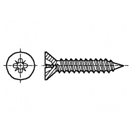 Şurub metal 2,2x16 îngropat Pozidriv PZ1 oţel călit | Electronic-mag.ro | Componente Electronice