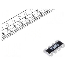Rezistor multipolar Y SMD 75Ω ±1% 62,5mW 4 rezistori | Electronic-mag.ro | Componente Electronice