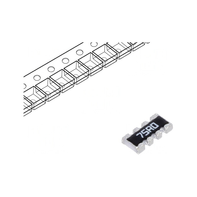 Rezistor multipolar Y SMD 75Ω ±1% 62,5mW 4 rezistori | Electronic-mag.ro | Componente Electronice Rezistor multipolar Y SMD 75Ω ±1% 62,5mW 4 rezistori | Electronic-mag.ro | Componente Electronice