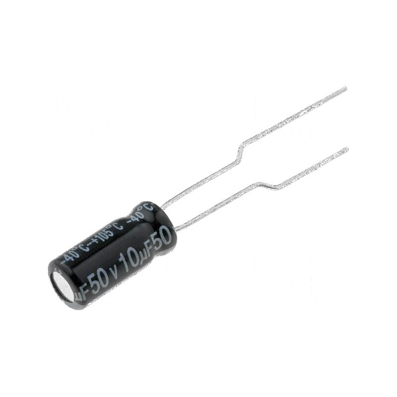 Condensator electrolitic 10uF 50VDC Ø5x11mm 2,5mm | Electronic-mag.ro | Componente Electronice Condensator electrolitic 10uF 50VDC Ø5x11mm 2,5mm | Electronic-mag.ro | Componente Electronice