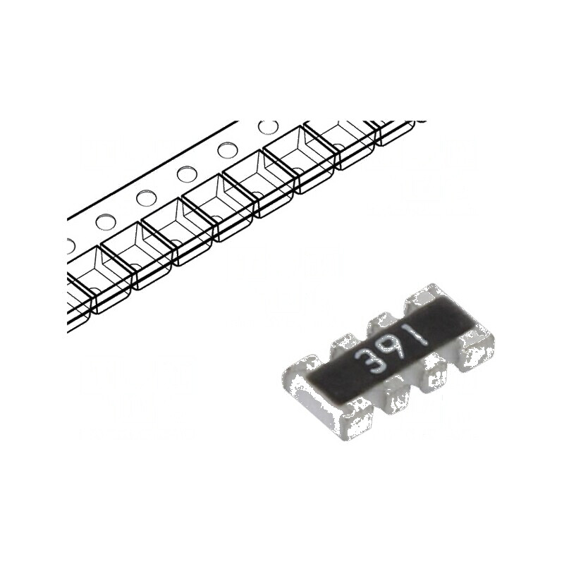 Rezistor multipolar Y SMD 390Ω ±5% 62,5mW 4 rezistori | Electronic-mag.ro | Componente Electronice Rezistor multipolar Y SMD 390Ω ±5% 62,5mW 4 rezistori | Electronic-mag.ro | Componente Electronice