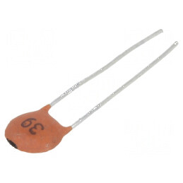 Condensator ceramic 39pF 100V C0G (NP0) ±5% THT 2,5mm | Electronic-mag.ro | Componente Electronice