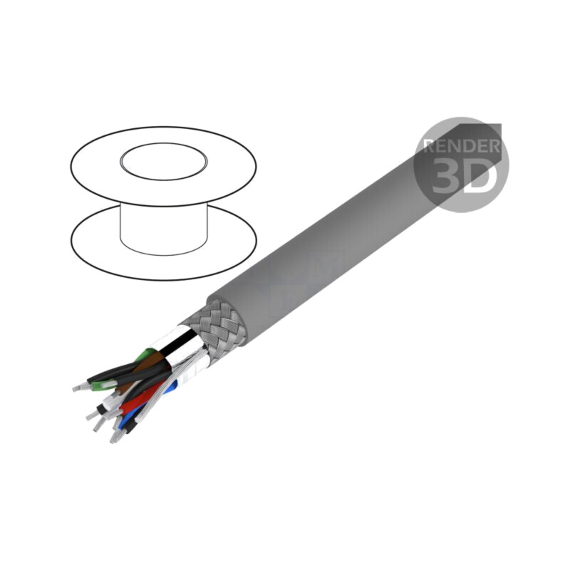 Cablu; Alpha Essential C&C; 5x2x28AWG; PVC; gri închis; 300V; 305m