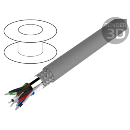 Cablu; Alpha Essential C&C; 5x2x28AWG; PVC; gri închis; 300V; 305m