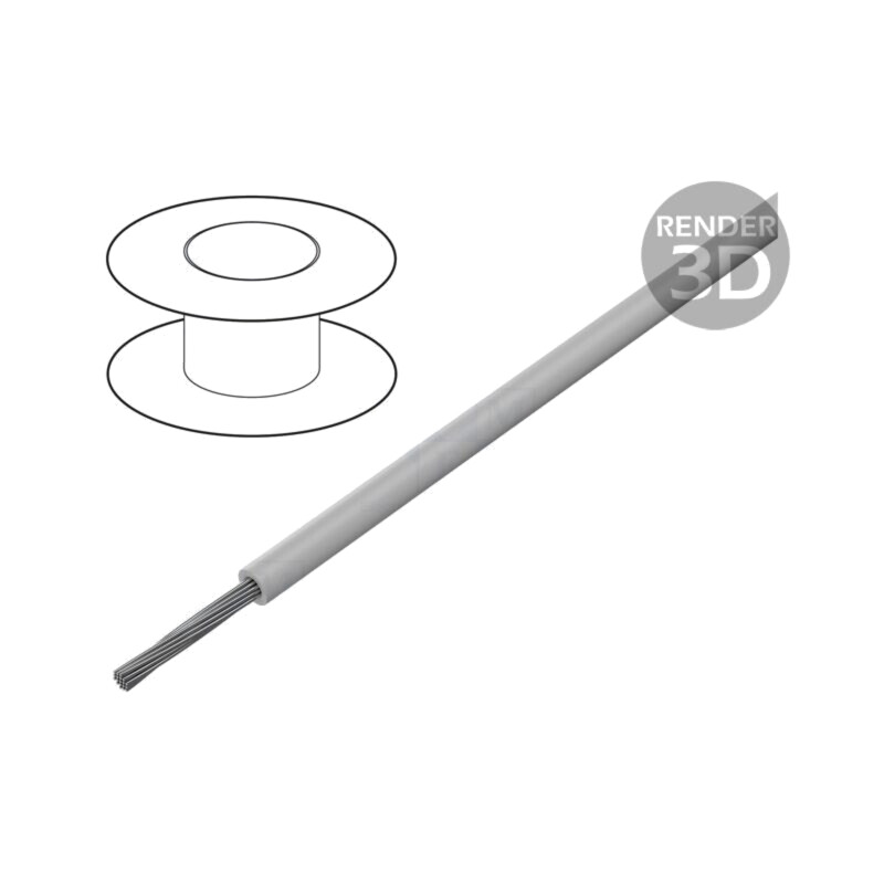 Cablu; HookUp Wire; litat; Cu; 12AWG; PVC; gri închis; 300V; 305m