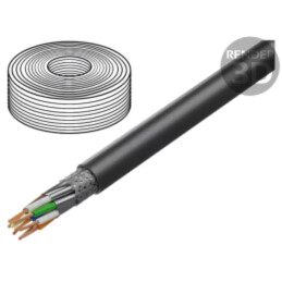 Cablu; S/FTP; 4x2x26AWG; 7; litat; Cu; FRNC; negru; Øcablu: 7,1mm