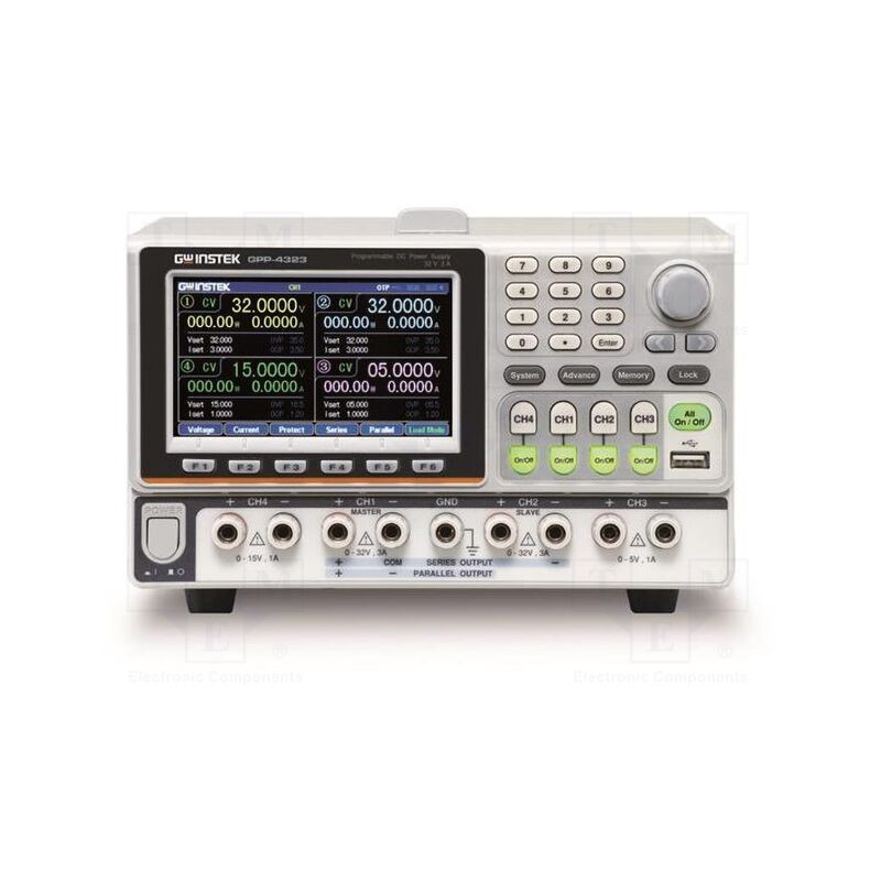 Alimentator: de laborator programabil; Ch: 4; 0÷32VDC; 0÷3A; 0÷3A