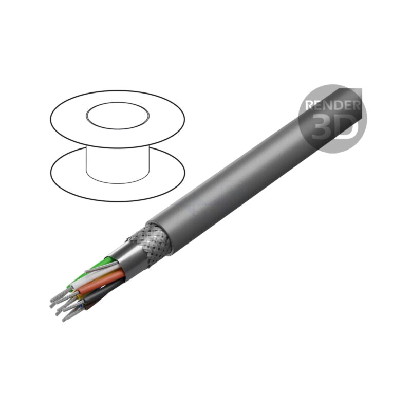 Cablu; Pro-Tekt; 8x16AWG; PVC; gri închis; 300V; 50m; 164ft