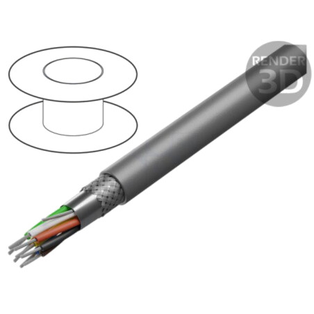 Cablu; Pro-Tekt; 8x16AWG; PVC; gri închis; 300V; 50m; 164ft