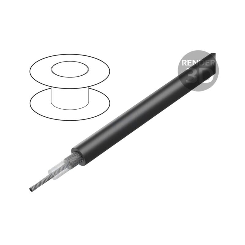 Cablu: coaxial; RG58A/U; litat; Cu; PVC; negru; 305m; Øcablu: 4,95mm