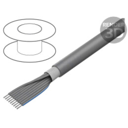Cablu: cabluri bandă; rotund; 1,27mm; litat; Cu; neecranat; PVC; gri