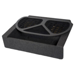 Carcasă difuzor; MDF; melanj negru; ţesătură; 3x200mm; BMW; 25l