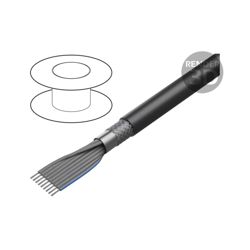 Cablu: cabluri bandă; rotund; 1,27mm; litat; Cu; PVC; negru; 30,5m Cablu: cabluri bandă; rotund; 1,27mm; litat; Cu; PVC; negru; 30,5m